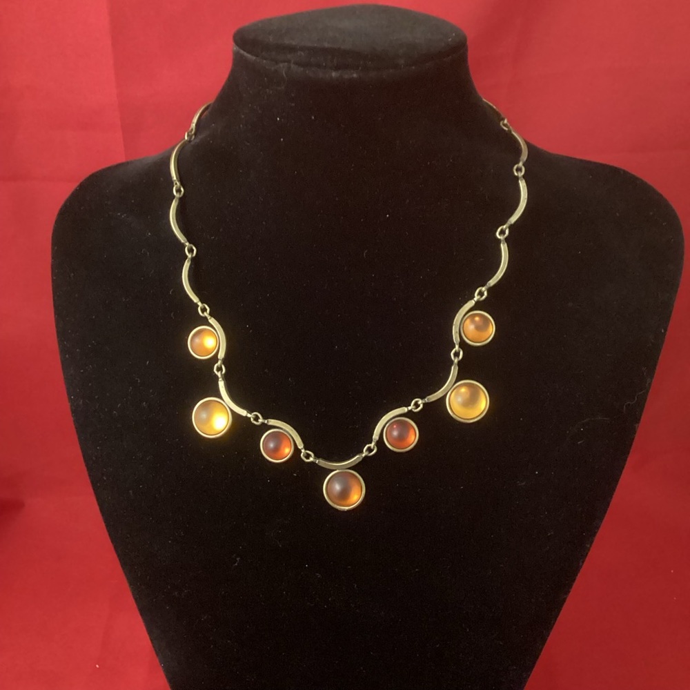 Yellow, orange and copper tone necklace